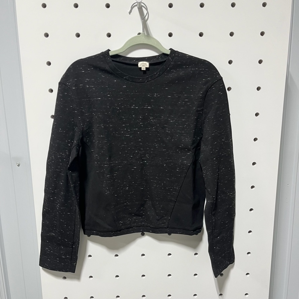Aritzia Wilfred Grey Space Die Cropped Crew Neck Sweater Size S